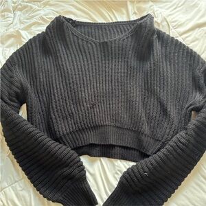SHEIN Charcoal Ribbed Knit Sweater